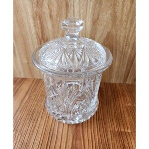 24% Lead Crystal Clear Biscuit, Candy Jar With Lid Container Used